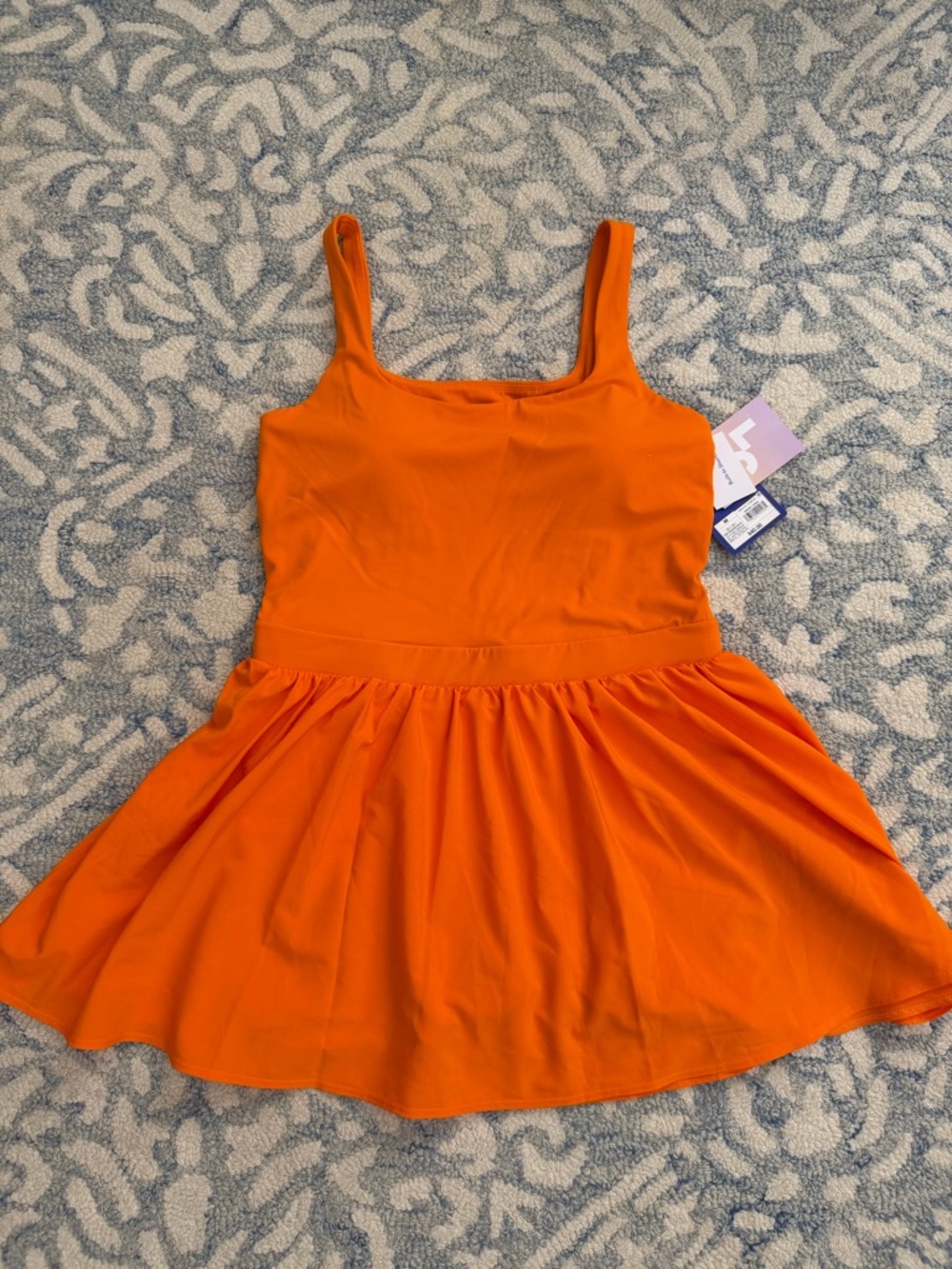 JoyLab Orange Scoop-Neck Mini Skater Dress - Picture 6 of 6